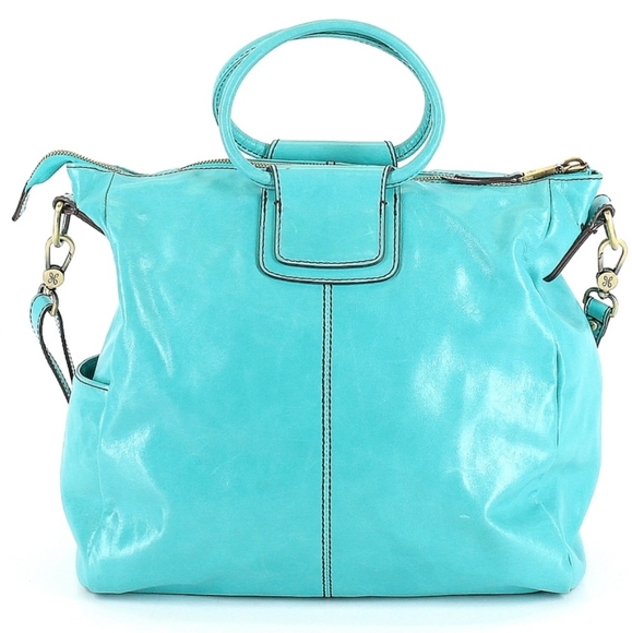 HOBO Iconic 'Sheila' Turquoise Large Leather Satchel with Wanderlust Lining - Picture 7 of 13